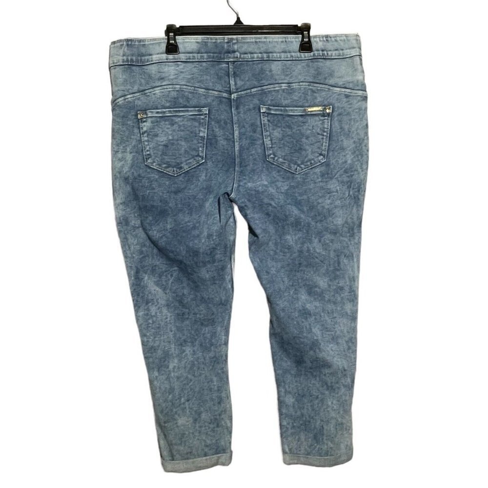 Luxe Women Skinny Jeans Crop Pantacourt Size 2X 20/22 Elastic 4 Way Stretch Blue